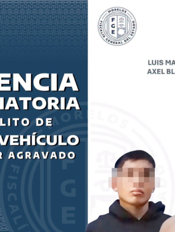Imagen institucional de la Fiscalía de Morelos sobre la sentencia condenatoria por robo agravado de vehículo en Temixco.